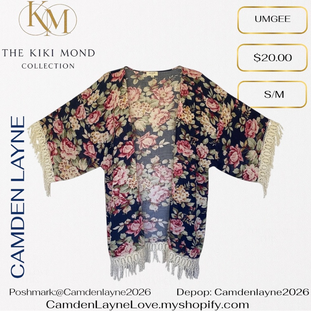 Umgee Multicolor Floral Fringe Kimono - Picture 6 of 9